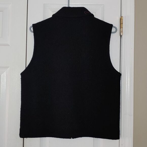 Vintage Tally Ho Women Black Sweater Vest Cardigan 100% Wool  Sz M - Picture 5 of 5